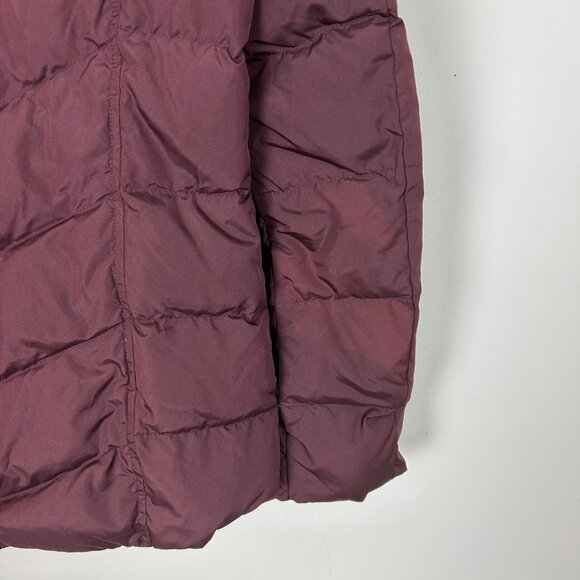 Lands’ End Puffer Down Jacket with Removable Fur Hood Deep Red Size Small Womens - Picture 4 of 6